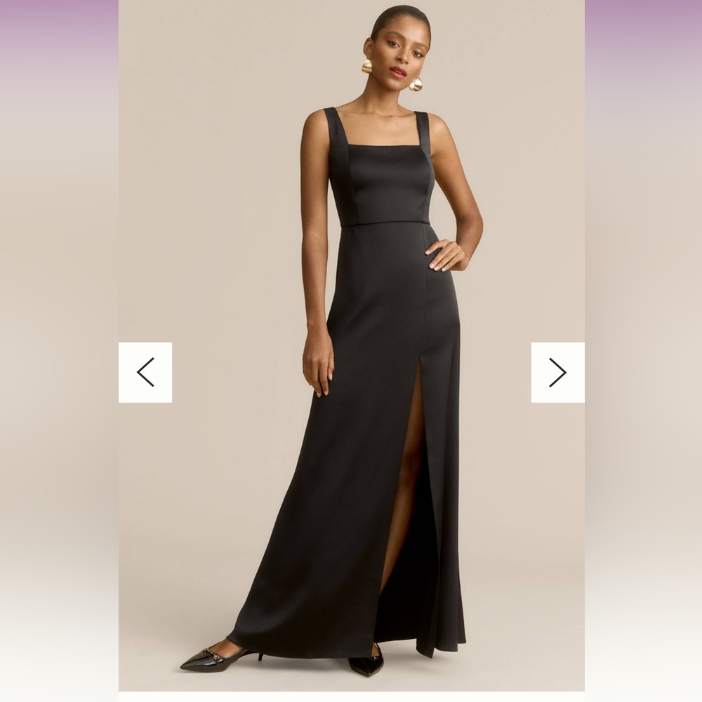 BHLDN Sophia Square-Neck Satin Maxi Dress